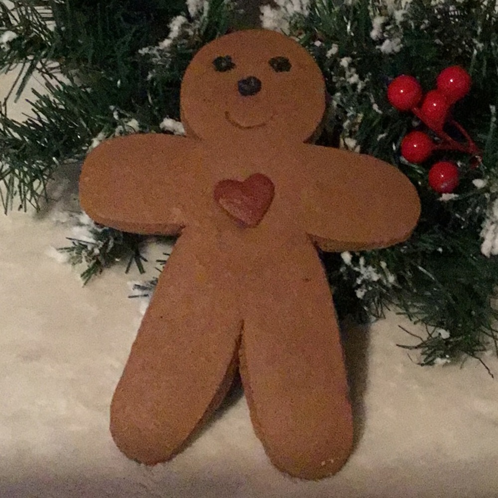 Cinnamon Dough Gingerbread Man Rustic Christmas Decor Heart